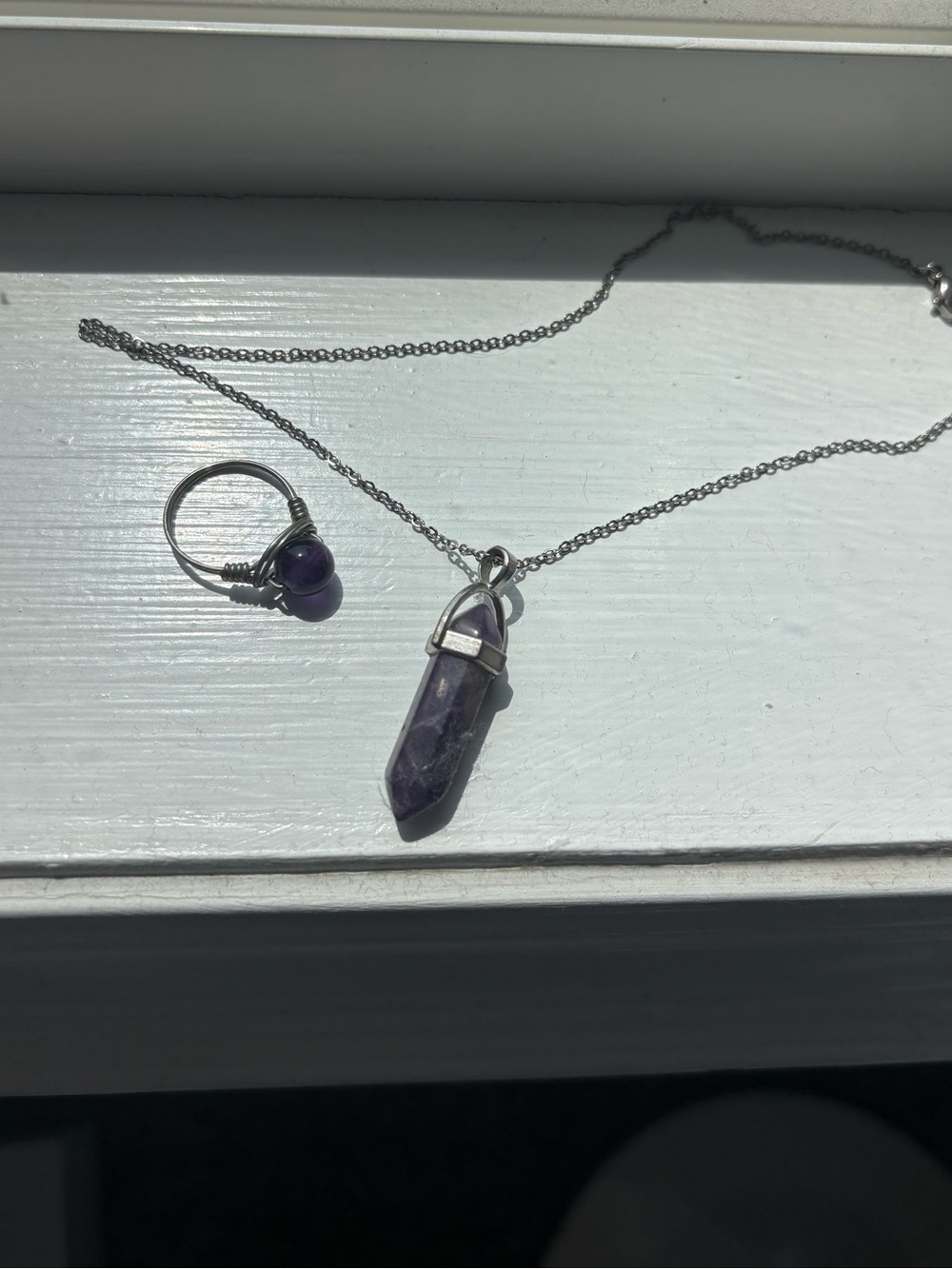 amethyst necklace and ring set